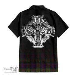 ScotsTee Shop Scottish MacDonald Clan Crest Tartan Alba Gu Brath Celtic Inspired Tartan Short Sleeve Shirt