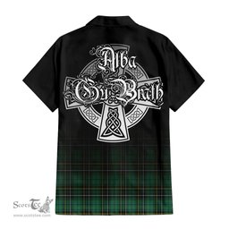 ScotsTee Shop Scottish MacAlpin Ancient Clan Crest Tartan Alba Gu Brath Celtic Inspired Tartan Short Sleeve Shirt