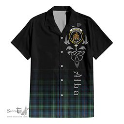 ScotsTee Shop Scottish MacKenzie Ancient Clan Crest Tartan Alba Gu Brath Celtic Inspired Tartan Short Sleeve Shirt