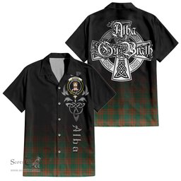 ScotsTee Shop Scottish Menzies Green Ancient Clan Crest Tartan Alba Gu Brath Celtic Inspired Tartan Short Sleeve Shirt