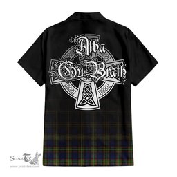 ScotsTee Shop Scottish MacLaren Modern Clan Crest Tartan Alba Gu Brath Celtic Inspired Tartan Short Sleeve Shirt