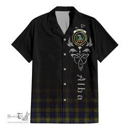 ScotsTee Shop Scottish MacLaren Modern Clan Crest Tartan Alba Gu Brath Celtic Inspired Tartan Short Sleeve Shirt