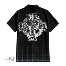 ScotsTee Shop Scottish MacKenzie Modern Clan Crest Tartan Alba Gu Brath Celtic Inspired Tartan Short Sleeve Shirt
