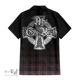 ScotsTee Shop Scottish MacFarlane Hunting Modern Clan Crest Tartan Alba Gu Brath Celtic Inspired Tartan Short Sleeve Shirt
