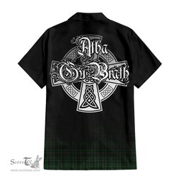 ScotsTee Shop Scottish Menzies Green Clan Crest Tartan Alba Gu Brath Celtic Inspired Tartan Short Sleeve Shirt