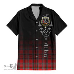 ScotsTee Shop Scottish MacBain Clan Crest Tartan Alba Gu Brath Celtic Inspired Tartan Short Sleeve Shirt