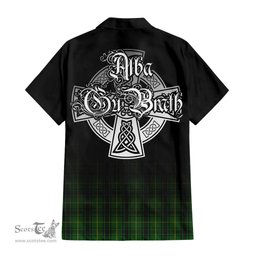 ScotsTee Shop Scottish MacArthur Clan Crest Tartan Alba Gu Brath Celtic Inspired Tartan Short Sleeve Shirt