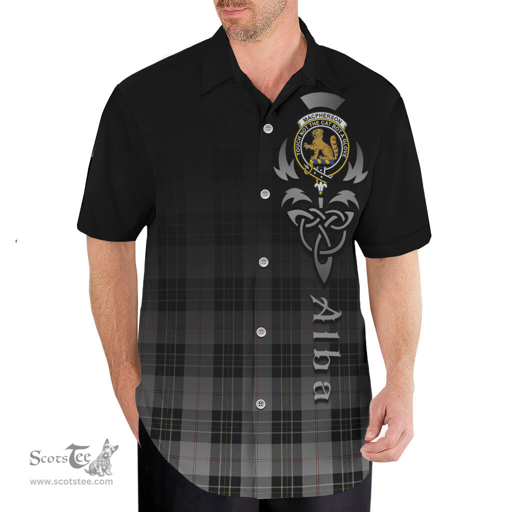 ScotsTee Shop Scottish MacPherson Dress Clan Crest Tartan Alba Gu Brath Celtic Inspired Tartan Short Sleeve Shirt