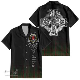 ScotsTee Shop Scottish Macnaughton Hunting Clan Crest Tartan Alba Gu Brath Celtic Inspired Tartan Short Sleeve Shirt