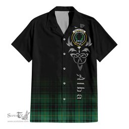 ScotsTee Shop Scottish MacArthur Ancient Clan Crest Tartan Alba Gu Brath Celtic Inspired Tartan Short Sleeve Shirt