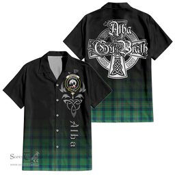 ScotsTee Shop Scottish Kennedy Ancient Clan Crest Tartan Alba Gu Brath Celtic Inspired Tartan Short Sleeve Shirt