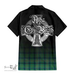 ScotsTee Shop Scottish Kennedy Ancient Clan Crest Tartan Alba Gu Brath Celtic Inspired Tartan Short Sleeve Shirt