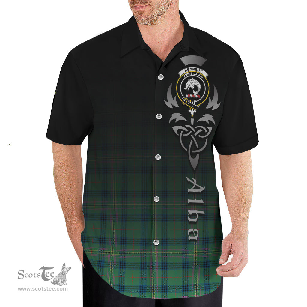 ScotsTee Shop Scottish Kennedy Ancient Clan Crest Tartan Alba Gu Brath Celtic Inspired Tartan Short Sleeve Shirt