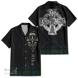 ScotsTee Shop Scottish MacKay Modern Clan Crest Tartan Alba Gu Brath Celtic Inspired Tartan Short Sleeve Shirt