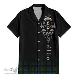 ScotsTee Shop Scottish MacKay Modern Clan Crest Tartan Alba Gu Brath Celtic Inspired Tartan Short Sleeve Shirt