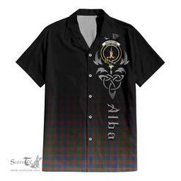 ScotsTee Shop Scottish MacIntyre Ancient Clan Crest Tartan Alba Gu Brath Celtic Inspired Tartan Short Sleeve Shirt