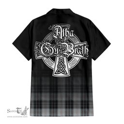 ScotsTee Shop Scottish MacRae Dress Clan Crest Tartan Alba Gu Brath Celtic Inspired Tartan Short Sleeve Shirt