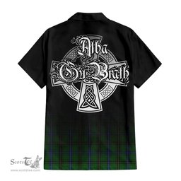 ScotsTee Shop Scottish MacKendrick Clan Crest Tartan Alba Gu Brath Celtic Inspired Tartan Short Sleeve Shirt