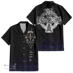 ScotsTee Shop Scottish McCoy Blue Clan Crest Tartan Alba Gu Brath Celtic Inspired Tartan Short Sleeve Shirt