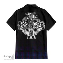 ScotsTee Shop Scottish McCoy Blue Clan Crest Tartan Alba Gu Brath Celtic Inspired Tartan Short Sleeve Shirt