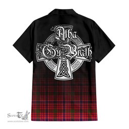ScotsTee Shop Scottish MacRow Clan Crest Tartan Alba Gu Brath Celtic Inspired Tartan Short Sleeve Shirt