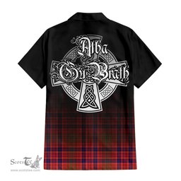 ScotsTee Shop Scottish Lumsden Modern Clan Crest Tartan Alba Gu Brath Celtic Inspired Tartan Short Sleeve Shirt