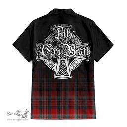 ScotsTee Shop Scottish MacBean Clan Crest Tartan Alba Gu Brath Celtic Inspired Tartan Short Sleeve Shirt