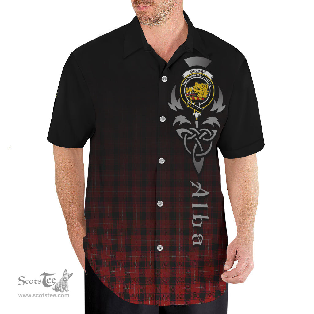 ScotsTee Shop Scottish MacIver Clan Crest Tartan Alba Gu Brath Celtic Inspired Tartan Short Sleeve Shirt