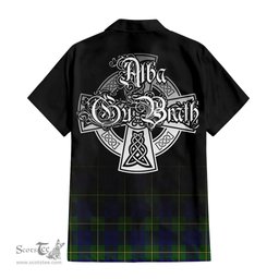 ScotsTee Shop Scottish Johnstone-Johnston Modern Clan Crest Tartan Alba Gu Brath Celtic Inspired Tartan Short Sleeve Shirt