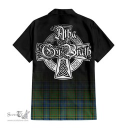 ScotsTee Shop Scottish MacMillan Hunting Ancient Clan Crest Tartan Alba Gu Brath Celtic Inspired Tartan Short Sleeve Shirt