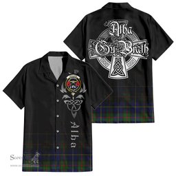 ScotsTee Shop Scottish MacLeod of Harris Modern Clan Crest Tartan Alba Gu Brath Celtic Inspired Tartan Short Sleeve Shirt