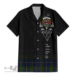 ScotsTee Shop Scottish MacLeod of Harris Modern Clan Crest Tartan Alba Gu Brath Celtic Inspired Tartan Short Sleeve Shirt