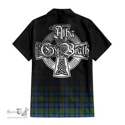 ScotsTee Shop Scottish MacLaren Ancient Clan Crest Tartan Alba Gu Brath Celtic Inspired Tartan Short Sleeve Shirt