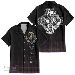 ScotsTee Shop Scottish MacDonald of Clan Ranald Modern Clan Crest Tartan Alba Gu Brath Celtic Inspired Tartan Short Sleeve Shirt