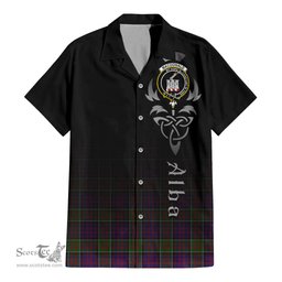 ScotsTee Shop Scottish MacDonald of Clan Ranald Modern Clan Crest Tartan Alba Gu Brath Celtic Inspired Tartan Short Sleeve Shirt