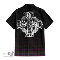 ScotsTee Shop Scottish MacDonald of Clan Ranald Modern Clan Crest Tartan Alba Gu Brath Celtic Inspired Tartan Short Sleeve Shirt