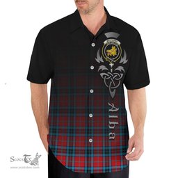 ScotsTee Shop Scottish MacTavish Modern Clan Crest Tartan Alba Gu Brath Celtic Inspired Tartan Short Sleeve Shirt