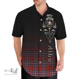 ScotsTee Shop Scottish MacFarlane Modern Clan Crest Tartan Alba Gu Brath Celtic Inspired Tartan Short Sleeve Shirt