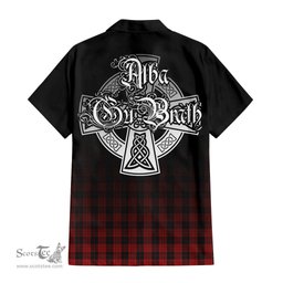 ScotsTee Shop Scottish MacLeod Black and Red Clan Crest Tartan Alba Gu Brath Celtic Inspired Tartan Short Sleeve Shirt