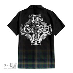 ScotsTee Shop Scottish Kennedy Modern Clan Crest Tartan Alba Gu Brath Celtic Inspired Tartan Short Sleeve Shirt