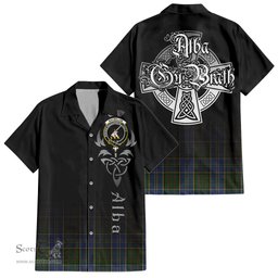 ScotsTee Shop Scottish MacMillan Hunting Clan Crest Tartan Alba Gu Brath Celtic Inspired Tartan Short Sleeve Shirt