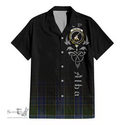 ScotsTee Shop Scottish MacMillan Hunting Clan Crest Tartan Alba Gu Brath Celtic Inspired Tartan Short Sleeve Shirt