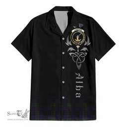 ScotsTee Shop Scottish Lumsden Hunting Clan Crest Tartan Alba Gu Brath Celtic Inspired Tartan Short Sleeve Shirt