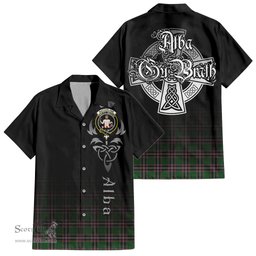 ScotsTee Shop Scottish MacFarlane Hunting Clan Crest Tartan Alba Gu Brath Celtic Inspired Tartan Short Sleeve Shirt