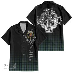 ScotsTee Shop Scottish Melville Clan Crest Tartan Alba Gu Brath Celtic Inspired Tartan Short Sleeve Shirt