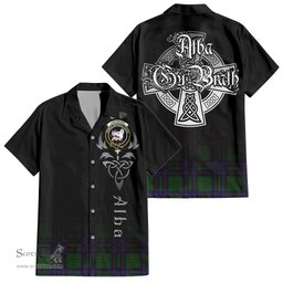 ScotsTee Shop Scottish Lockhart Modern Clan Crest Tartan Alba Gu Brath Celtic Inspired Tartan Short Sleeve Shirt