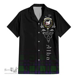 ScotsTee Shop Scottish Lockhart Modern Clan Crest Tartan Alba Gu Brath Celtic Inspired Tartan Short Sleeve Shirt