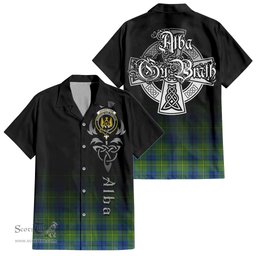 ScotsTee Shop Scottish Johnstone-Johnston Ancient Clan Crest Tartan Alba Gu Brath Celtic Inspired Tartan Short Sleeve Shirt