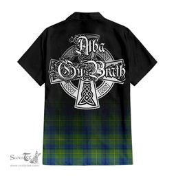 ScotsTee Shop Scottish Johnstone-Johnston Ancient Clan Crest Tartan Alba Gu Brath Celtic Inspired Tartan Short Sleeve Shirt