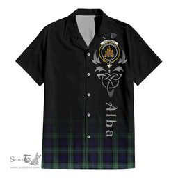ScotsTee Shop Scottish MacKenzie Hunting Green Clan Crest Tartan Alba Gu Brath Celtic Inspired Tartan Short Sleeve Shirt